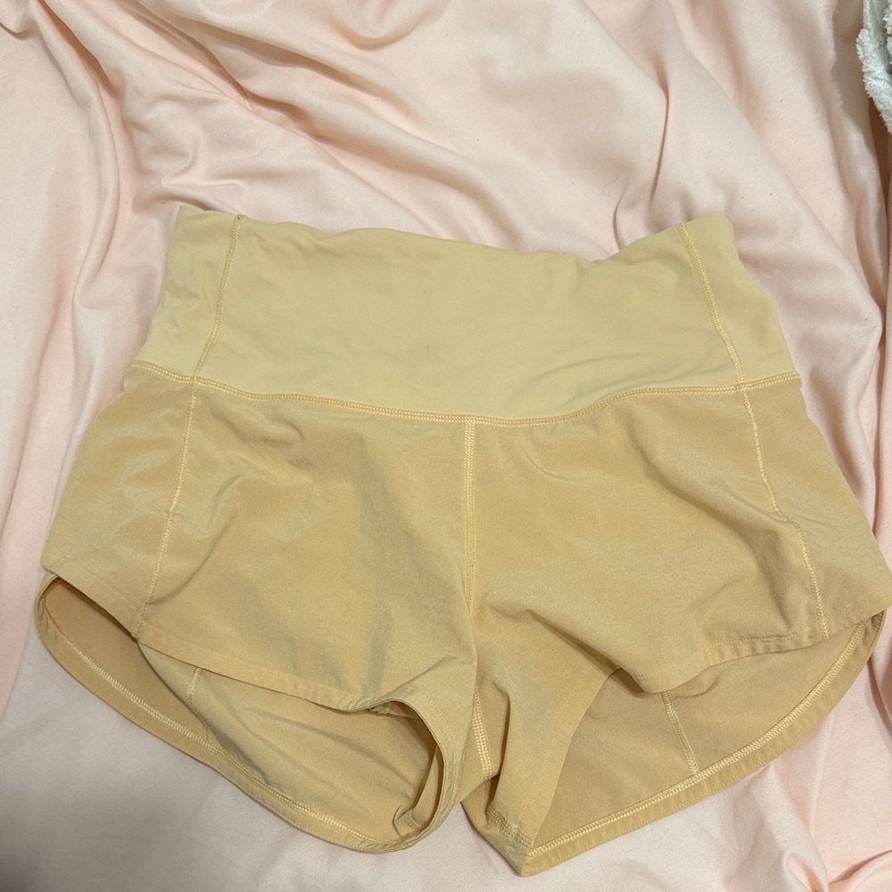 Lululemon Athletica High-Waisted Cream Shorts